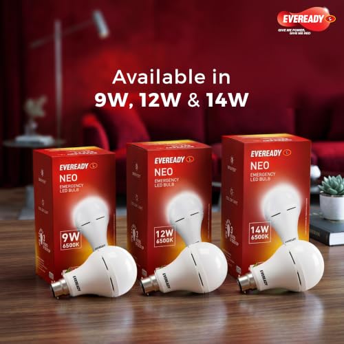 EVEREADY 9W Emergency Inverter LED Bulb, Rechargeable, B22, Pack of 4 - Image 7