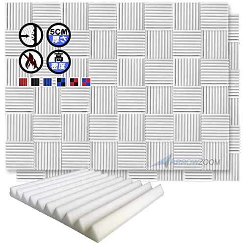 Arrowzoom スーパーダッシュ 新しい 96 ピース 防音 遮音 密度26㎏/m3 作品 吸音材 楽器 緩衝材 防音材 音響泡断熱治療 消音 超強力 騒音 スタジオ 吸音材質 室内装飾 防音対策 500x500x50 mm 縮状態出荷 スタジオレコーディング wedge タイルパネルウェッジサ SD1134 パールホワイト