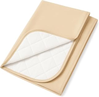Reusable Incontinence Underpad 34x36 Inch – Washable Bed Pad for Adults, Seniors, Pets, and Patients – Waterproof Mattress Protector Quilted Soft Surface & Heavy-Duty Absorbent (Beige, 34x36 inch)