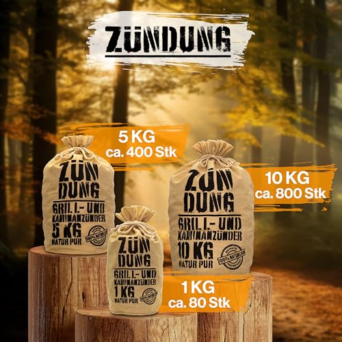 Grillanzünder aus 100% nachhaltiger Holzwolle, 1 kg im Jutesack