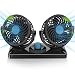 AboveTEK Dual Head Car Fan - 12V DC Electric 2 Speed Fans, Quiet Strong Dashboard Cooling Fan for Sedan SUV RV Boat Auto Vehicles or Home