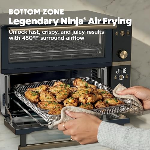 Image of Ninja Double Oven Pro Smart XL Countertop Oven & Air Fryer | 30.2 Qt Capacity | 12-in-1 with Smart Finish & DualZone Tech to Cook 2 Meals at Once | Fits up to 4.5lb Chicken | Cyberspace | DCT801BL