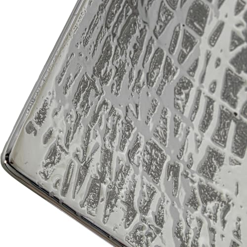 Vase plat rectangulaire céramique argent 40x24x8cm objet déco design