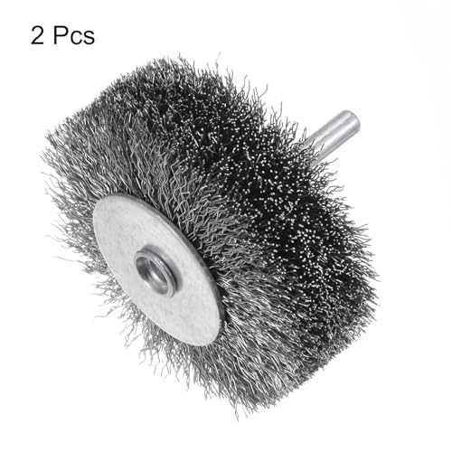 Image of uxcell 2PCS Wire Wheel Brush for Drill Attachment 3 inch Carbon Steel Wire for Cleaning Removal Rust Stripping Corrosion