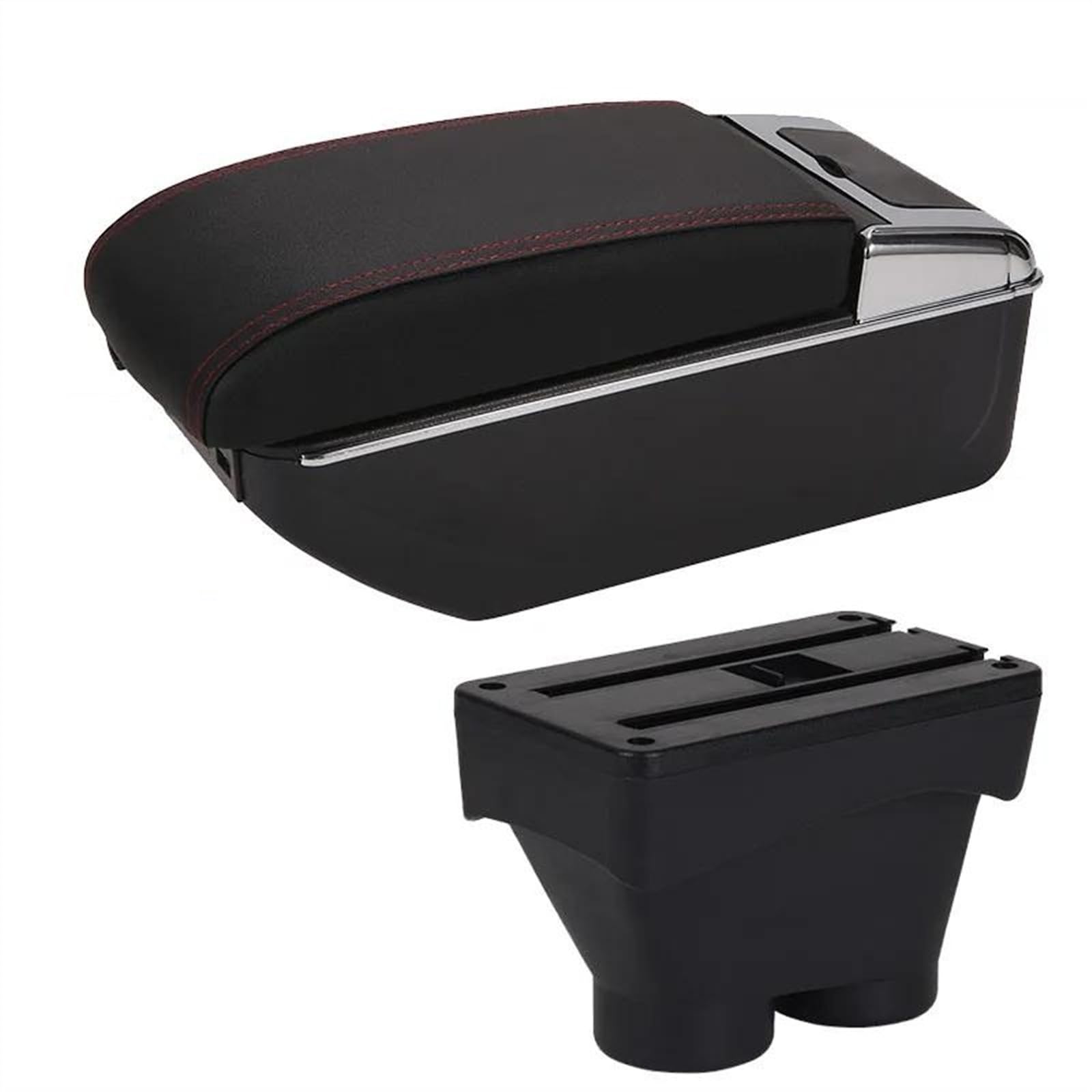 NMJLQW Storage Rack Car Interior Parts Modification Accessories For 208 2012-2018 Car Center Console Storage Box(B1 Black red 7USB)
