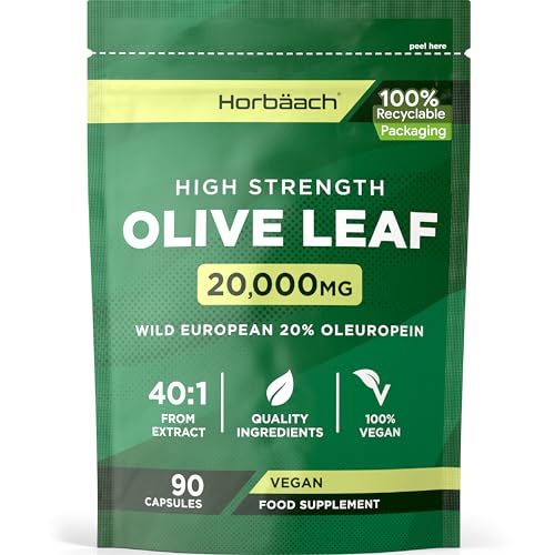 Horbaach Olive Leaf Extract Capsules, 90 Vegan