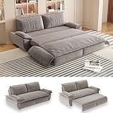UPYOOE 70.1' Futon Sofa Bed Queen Size, Pull Out Bed, 3-in-1 Convertible Sleeper Sofa with 2 Soft Pillows, Modern Velvet Futon Couch for Living Room, Small Space, Apartment, Bedroom, Grey