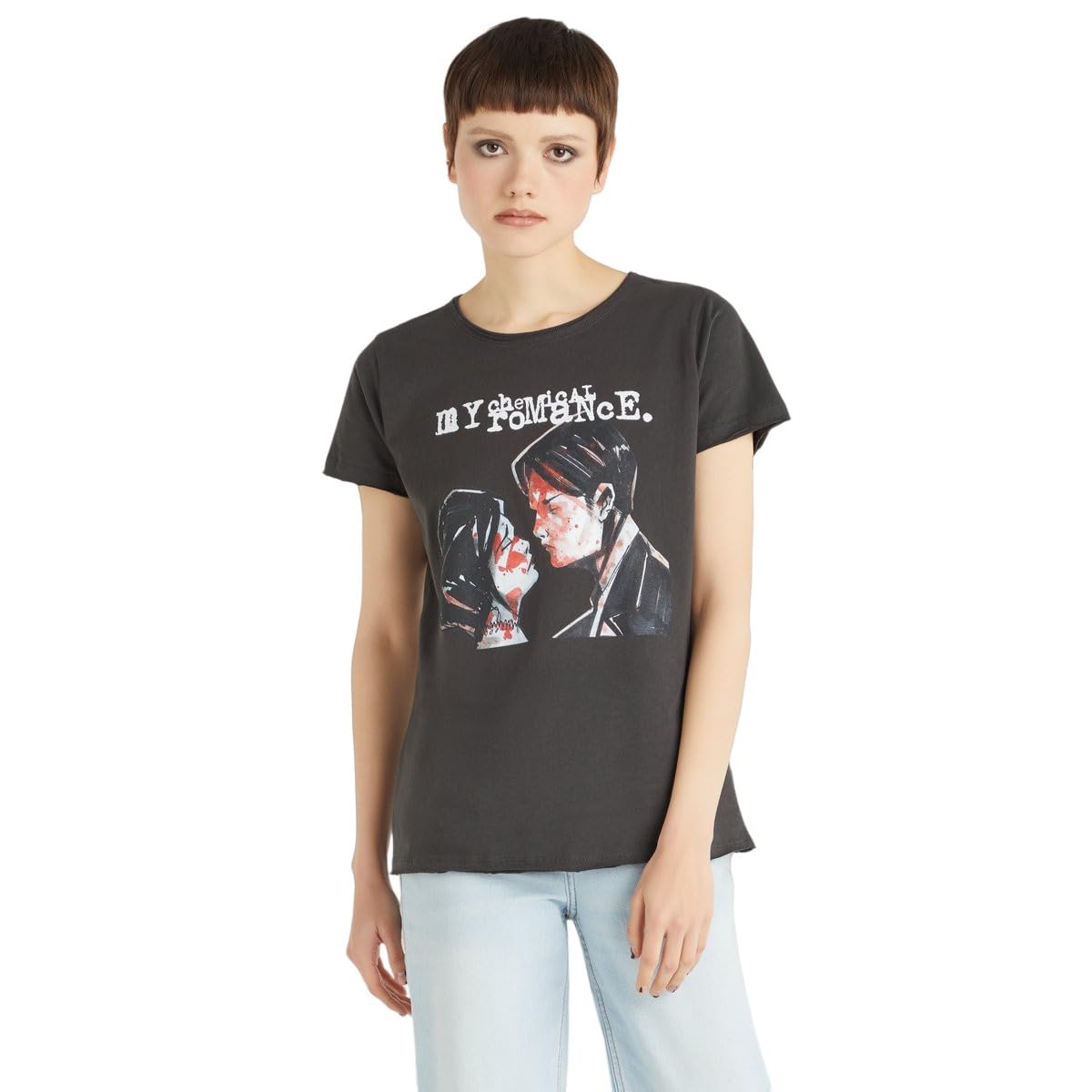 Amplified Women's Charcoal / Three Cheers For Sweet Revenge My Chemical Romance T-Shirt (L) (Charcoal)