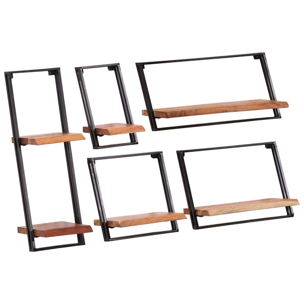 Étagère suspendue moderne bois d'acacia lot de 5 pour optimiser votre bureau et salon