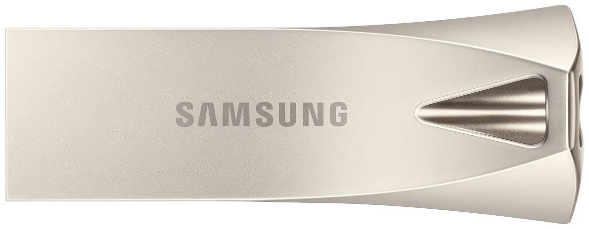 Samsung BAR Plus MUF-512BE3/APC - Chiavetta USB 3.2 GB, 400 MB/s in lettura, 110 MB/s in scrittura, resistente USB 3.2 con anello portachiavi, colore: argento champagne