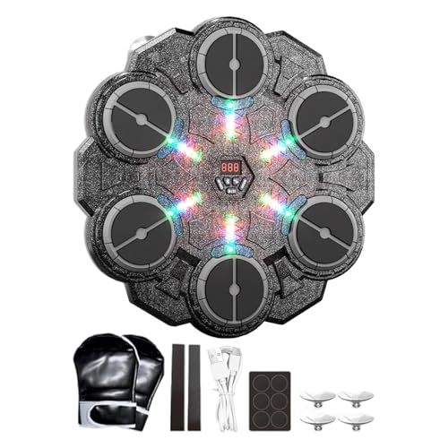 Máquina De Boxeo De Música, Máquina De Perforación De 9 Velocidades Montada En La Pared, Equipo De Entrenamiento De Boxeo Con Luz Para Adultos Ejercicio De Entrenamiento De Gimnasio De Gimnasio Fitnes