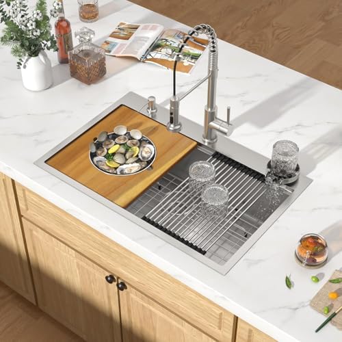 33 Inch Drop In Stainless Steel Kitchen Sink Single Bowl 16 Gauge...