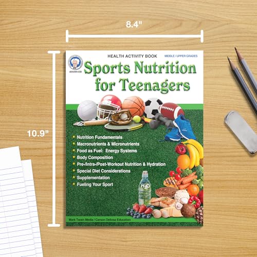 Sports Nutrition for Teenagers Workbook, Fundamentals of Nutrition, Mark Twain Media, Paperback for Grades 6+