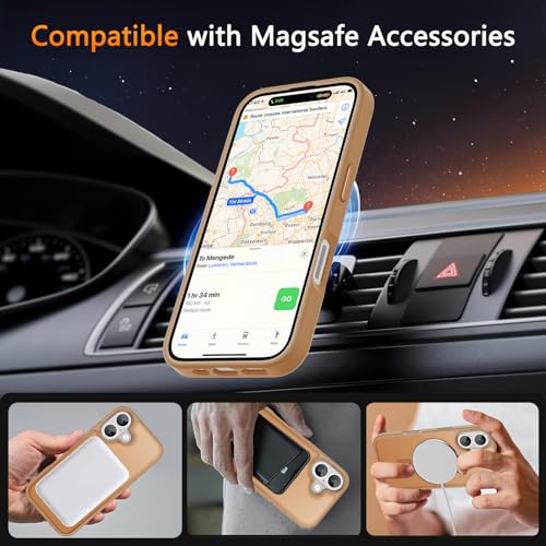 Image of LATVIN for iPhone 16 Plus Case, Magnetic Phone Cover, Compatible with MagSafe, Military Grade Protection, Translucent Matte Frosted Back, Desert