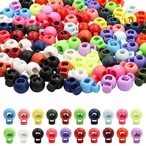 GALDOEP 110 Stück Kunststoff-Schnurschlösser-Set,kordelstopper 、 Kordelklemme、Federschnurschlösser ,8mm Bunt Kordelstopper für Kleidung, Schuhe, Rucksack, Kordelzug, Zelt, Camping Cover