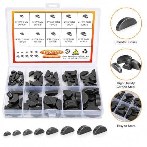 Image of 120 Pcs Woodruff Key Assortment Kit, Crankshaft Flywheel Keys