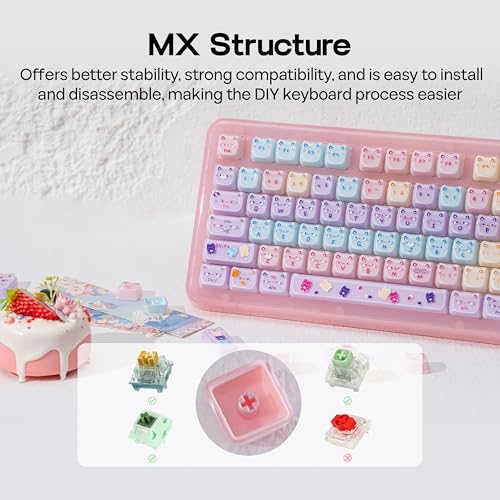 Image of KiiBOOM Cute Cat Keycaps Set, Mao Profile, Cat Shape | PC Keycap for MX Switch Mechanical Keyboard, Compatible with 60%, 65%, 75%, TKL, 96%, Full-Sized Layout (Meow Pudding V2)