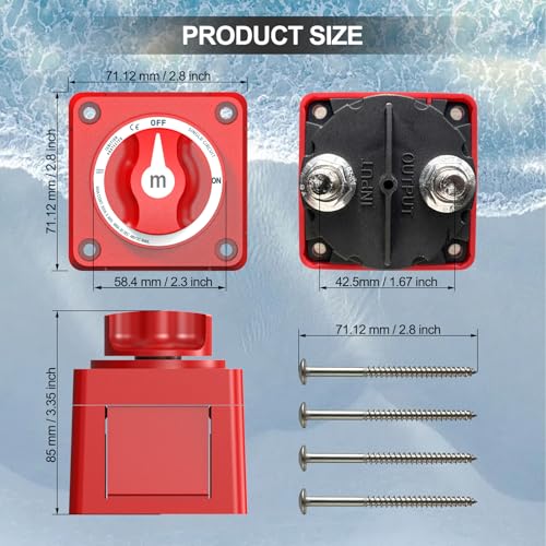 300A Heavy Duty Boat Battery Disconnect Switch, 12V-48V Waterproof Marine Battery Cut Off Switch with ON/Off Power Control for Car, Boat, RV, ATV, UTV