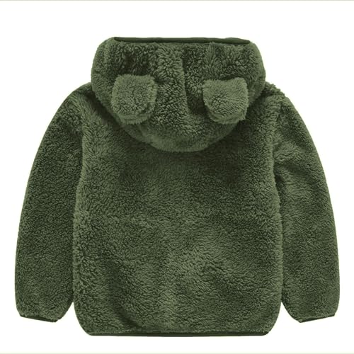 Kids Girls Fleece Warm Thicken Jacket Coat Hooded Bear Ear Zipper Outerwear Winter Windproof Solid Color Jackets Clothes2