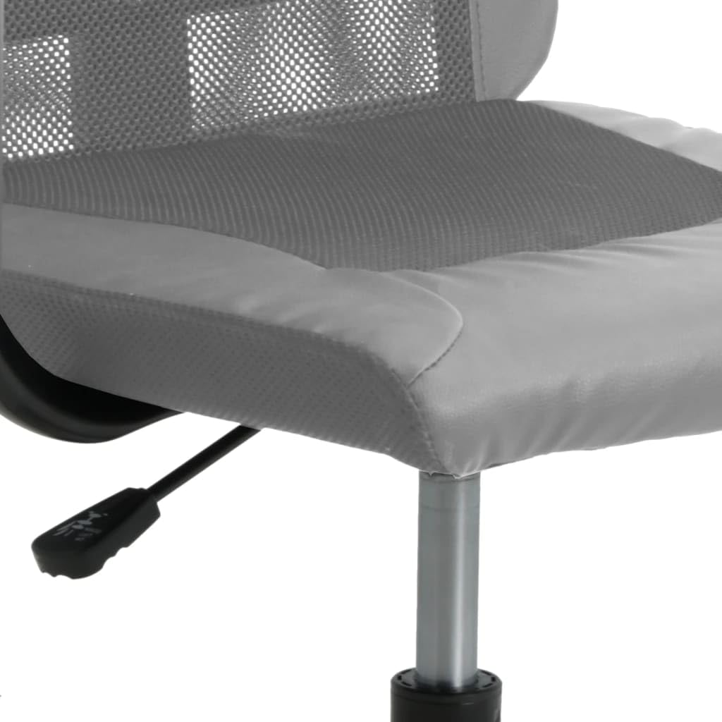 Silla de escritorio ergonómica gris con respaldo de malla y ruedas, silla de oficina regulable en altura con malla transpirable y piel sintética, giratoria y robusta para el lugar de trabajo