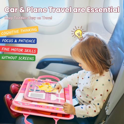 Image of Busy Book for Toddlers 1-3, Montessori Toys Busy Board for 1 2 3 4 Year Old Girl Birthday Gift Educational Learning Quiet Activity Book Airplane Car Travel Toys for Tollders Kids 1-3