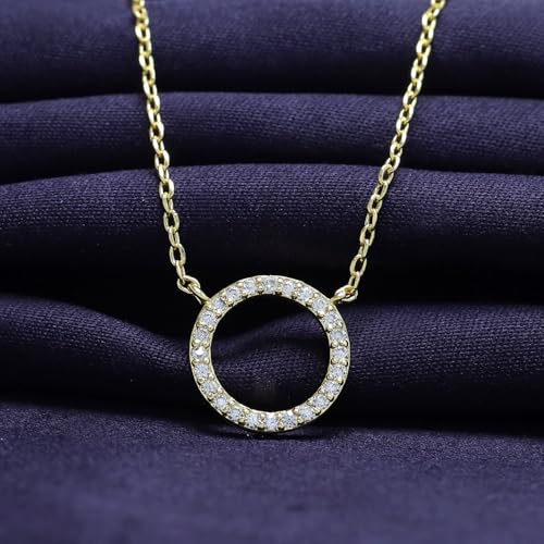 18K Gold Plated | Open Heart, Circle & Cross Moissanite Diamond Pendant Necklace, Cute Dainty Love Pendant Necklace Jewelry 16+2 Inch Extender3