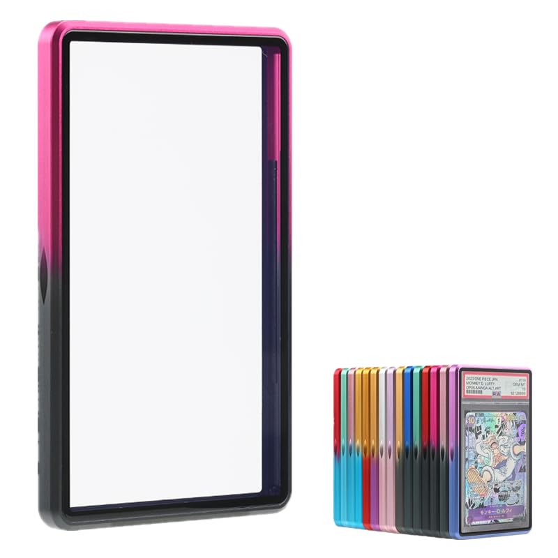 Gradient Color for 35pt PSA & CGC Premium Graded Magnetic Trading Card Protector,One Touch Card Holder UV Protection Slab Bumper Guard,Scratch Resistant Aluminum Frame Card Storage (Hot Pink+Black)