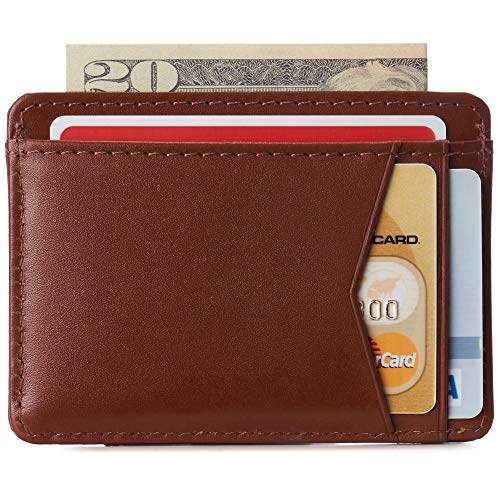 Image of Alpine Swiss RFID Minimalist Oliver Front Pocket Wallet For Men Leather York Collection Smooth Finish Tan