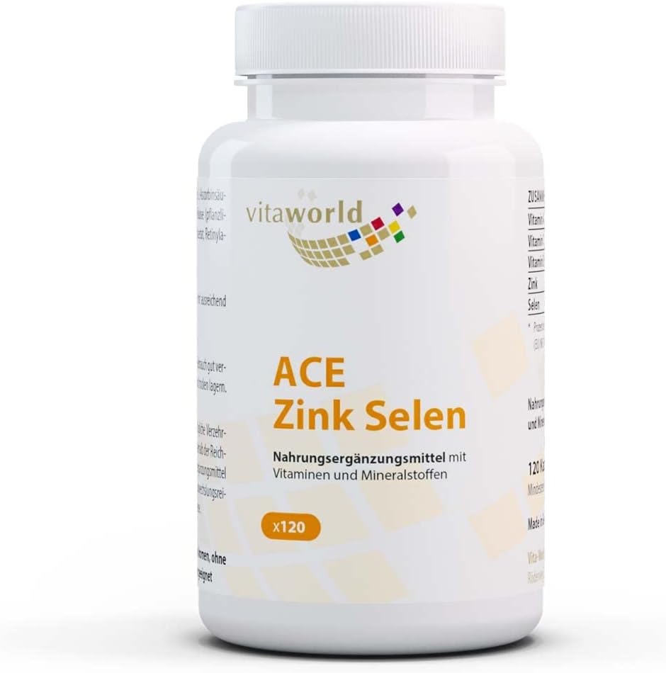 Vita World ACE Zink Selen 120 Kapseln Vegan Ergänzt mit Vitaminen A ...