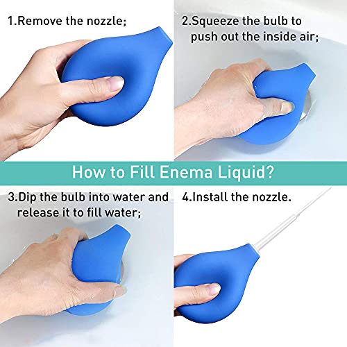 Image of TopQuaFocus 8oz Enema Bulb Kit Anal and Vaginal Douche Bulb for Men Flushing System Enemas Silicone Bulb 4 Replaceable Tips (Blue, 224ml) (Pack of 2)