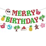 July Christmas Merry Birthday Banner Hawaii Mele...