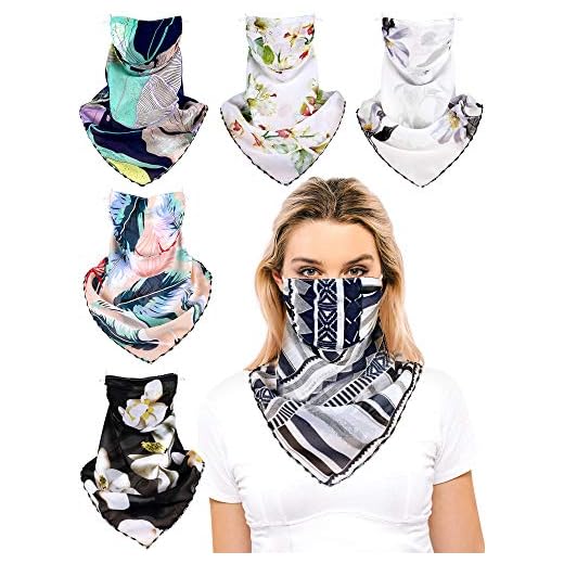 SATINIOR 6 Piezas Cubierta de Cara de Protección de Sol Braga de Cuello Pasamontañas Respirables para Mujeres (Floral Múltiple)