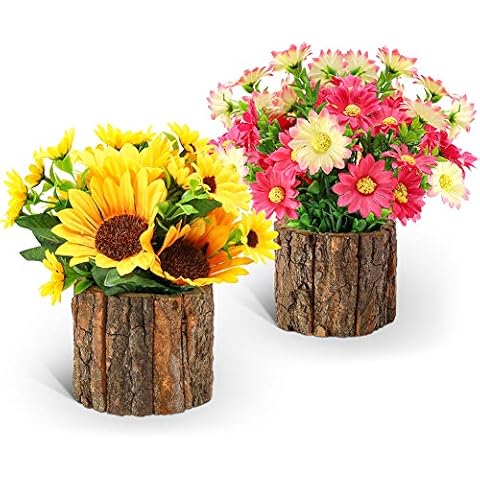 AceList Artificial Sunflowers, Fake Flowers/Fake Potted Plants Artificial Plants Indoors In Pots Yellow Decorative Artificial Flowers Indoors Cover