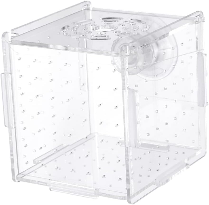 Transparent Acrylic Fish Tank Breeding Box with Suction Cup Aquarium Incubator Hatchery for Juvenile Fish Isolation and Protection Multifunctional Holder