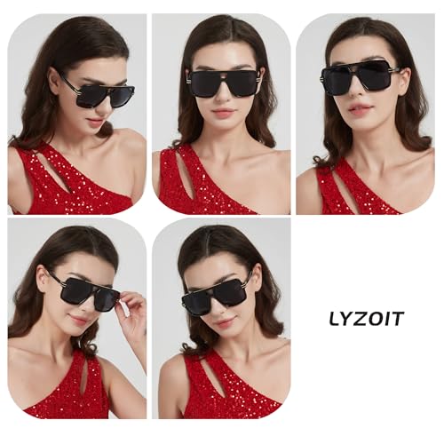 LYZOIT Retro Oversized Square Aviator Sunglasses Womens Polarized Trendy Big Large Rectangle Sun Glasses4