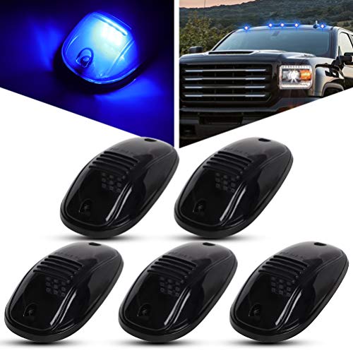 OCPTY 5pcs 9 Led Smoke Len Blue Light Cab Marker Roof Running Light