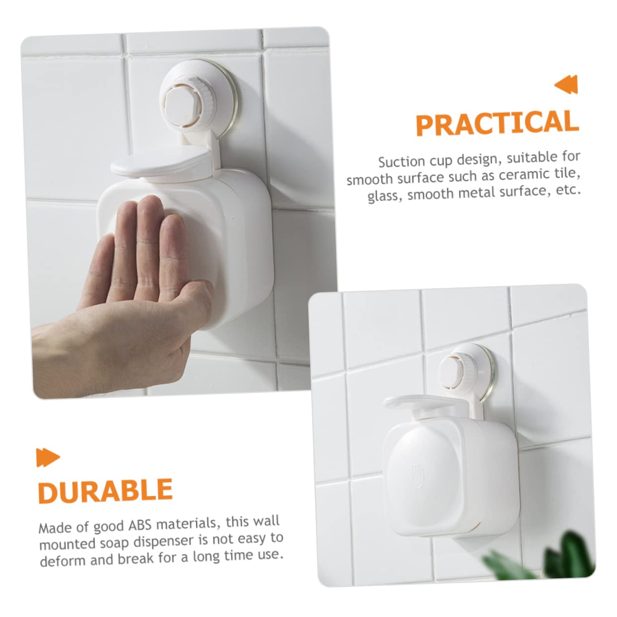 BESTYASH Wall Mounted Soap Dispenser with Suction Cup Effortless Press Type Liquid Dispenser for Bathroom Kitchen Dining Room No Leakage Easy to Use Modern Design