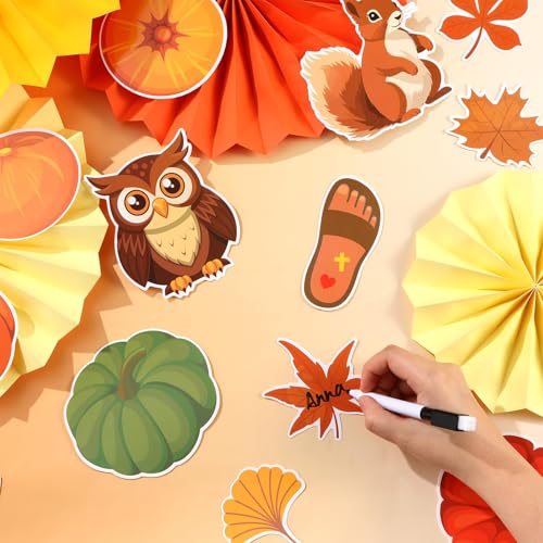 Image of Fall Christian Bulletin Board Decorations Set Fall for Jesus He Never Leaves Paper Cutouts for Classroom Autumn Sunday School Church Cross Cutout for Religious School Office Wall Decor