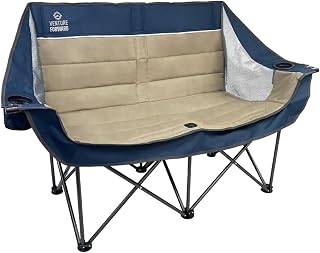 Double Wide Padded Camping Chair Sofa - Extra Large Folding Loveseat for Outdoor Adventures - Durable and Comfortable for Big Campers