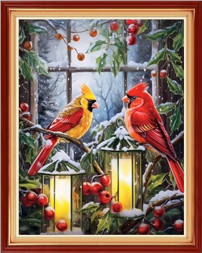 Image of Redxing Stamped Cross Stitch Kits Embroidery kit for Beginners Adults Full Range of Embroidery Patterns Starter Kits DIY Printed Cross Stitch Kits Needlepoint Kits 11CT-Night Light Bird 16x20 inch
