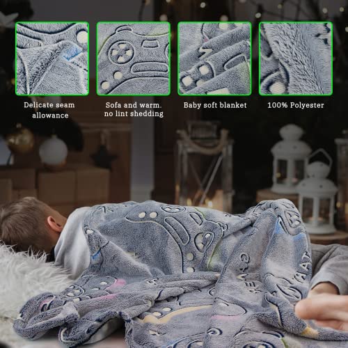 Image of Glow in The Dark Blanket Game Controller Throw Blanket, Toys for Kids Boyfriend, Boys Teen Soft Cozy Gaming Blanket Gamer Gifts Game Decor Blankets for Home Bedroom 80 inchx60 inch