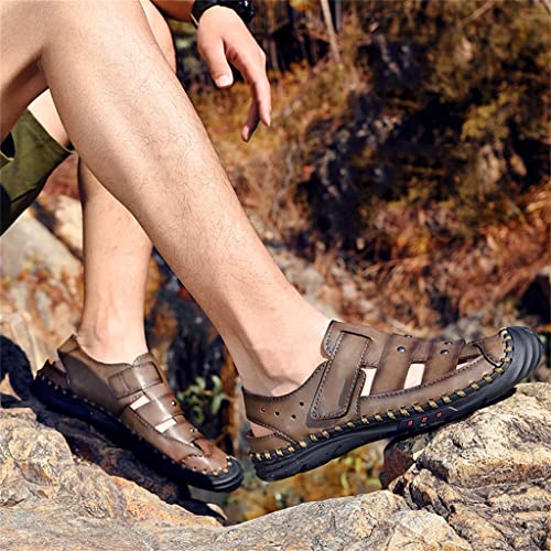 Sandals for Men Leather Adult Outdoor Hiking Beach Flat Slip Comfortable Breathable Soft(38)2