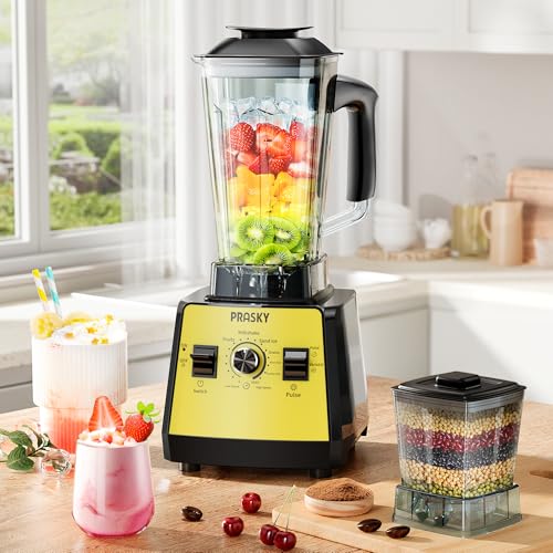 Image of Blenders for Kitchen, Smoothie Blender, 2400W /1000W Prasky Blender & Grinder Combo, 25,000 RPM High Speed, 68oz BPA-Free Food Processor, Countertop Blender for Smoothies, Shakes & Food (Yellow, 2L)
