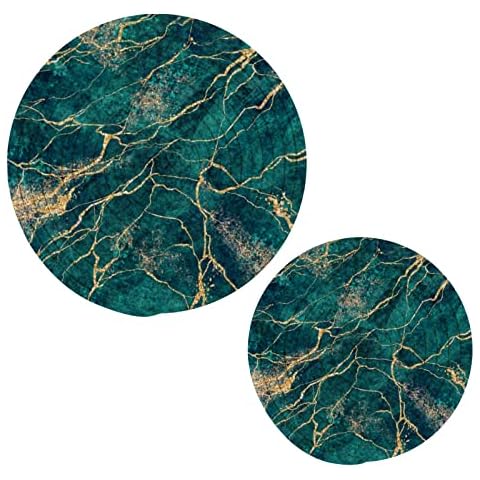 Moyyo Trivets for Hot Pots and Pans, Round Weave Trivet Mats Heat Resistant Non Slip Pot Holders for Table Countertop, Green Marble Pattern Hot Pot Pads Mat Placemat Trivet for Hot Dishes, One Size Cover