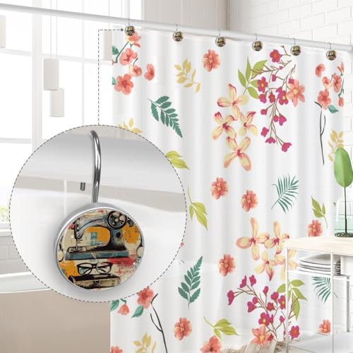 Crochets de rideau de douche machine à coudre bleu sarcelle en verre