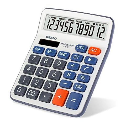 OSALO Office Large Display Big Buttons 12 Digit Solar Desktop Basic Calculator (OS-6M) Cover