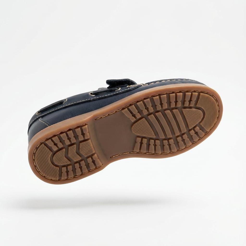 Zapatos Náuticos Niño Piel con Cordones para Colegio y Uniforme. Mocasines de Cuero y Serraje Suela Goma Antideslizante y Flexible. Calzado Infantil Escolar de Vestir Comunión Resistente y Cómodo
