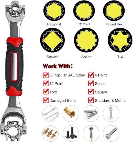 Image of 48 in 1 Tiger Wrench Tool | 48 Tools In One with 360 Degree Rotating 6-Point Head Works With Spline Bolts - Tiger wrench 48 in 1 Swivel Head Multi Tool - Spanner Tool for Home and Car Repair