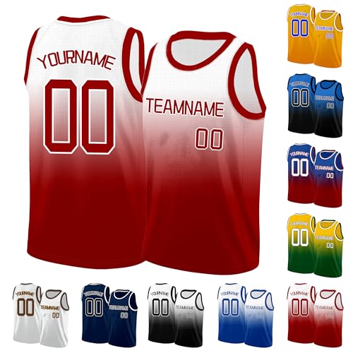 Image of Custom Basketball Jersey for Men - Personalized Name & Number, Embroidered or Printed, Athletic Shirt for Kids, Boys & Youth