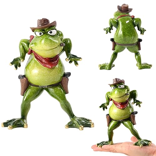 Figura Decorativa de Rana de Resina con Estilo Vaquero miniatura 3